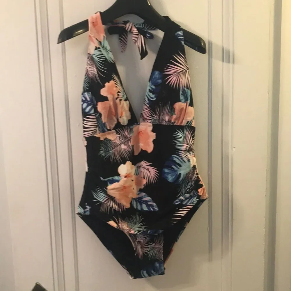DKNY Tropical Halter Swimsuit - Picture 3 of 7